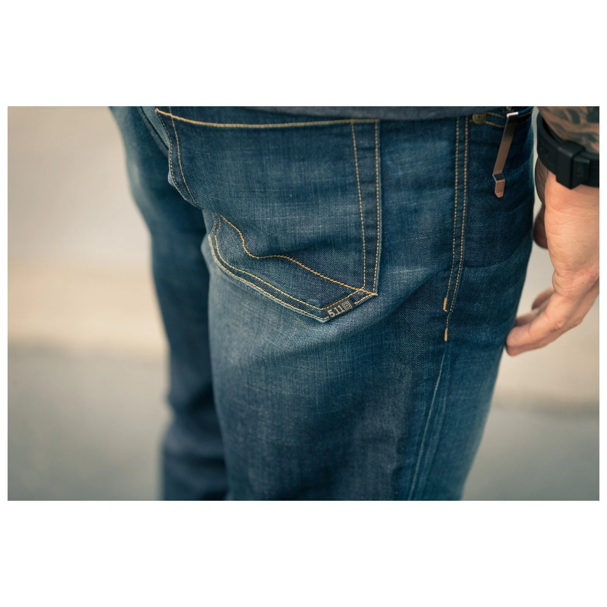 5.11 Tactical Defender Flex Slim Jeans Dark Wash Indigo - Image 4