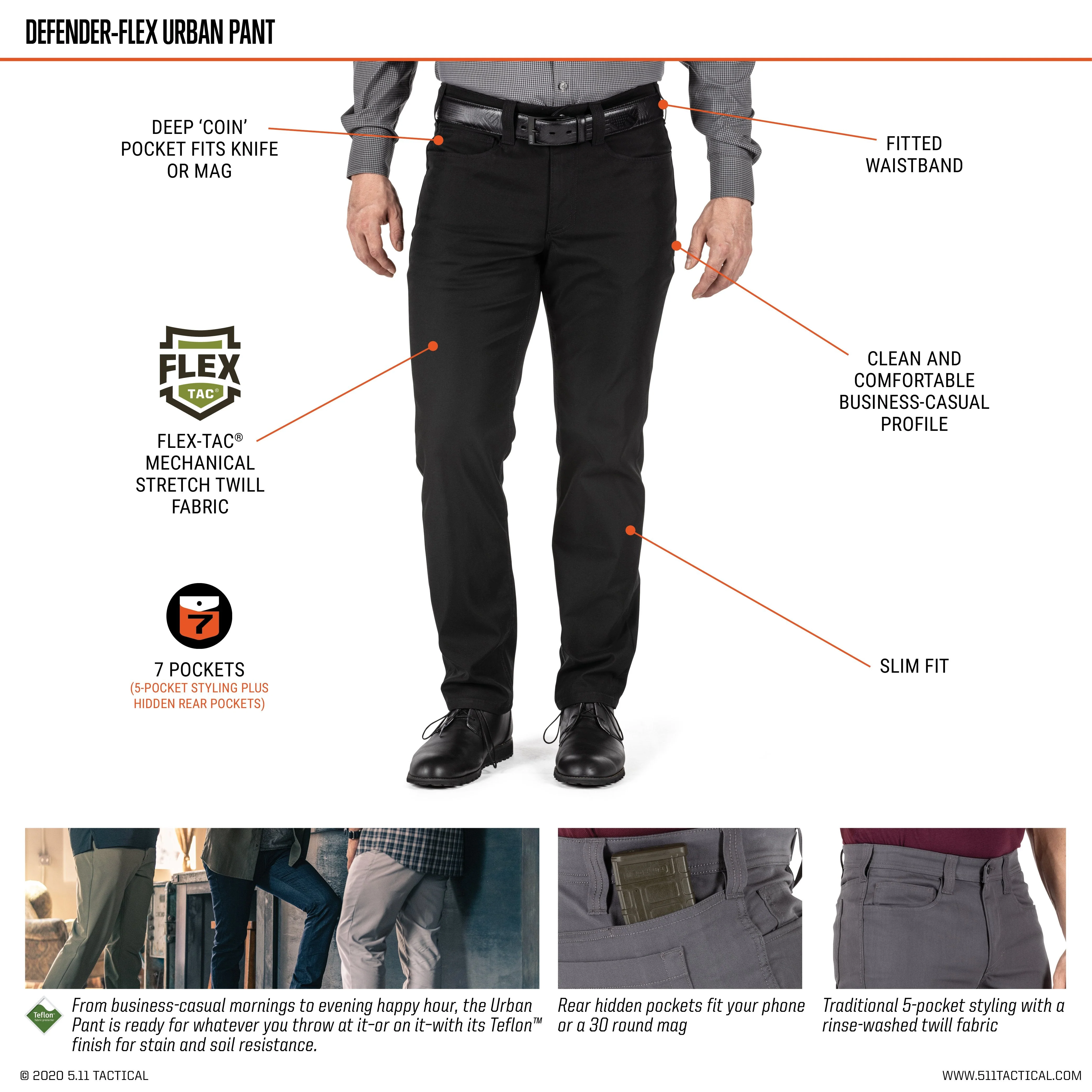 5.11 Tactical Defender Flex Urban Pants Peacoat - Image 6