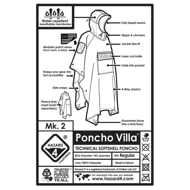 Hazard 4 Poncho Villa 2020 Version Technical Soft-Shell Poncho OD Green - Image 6