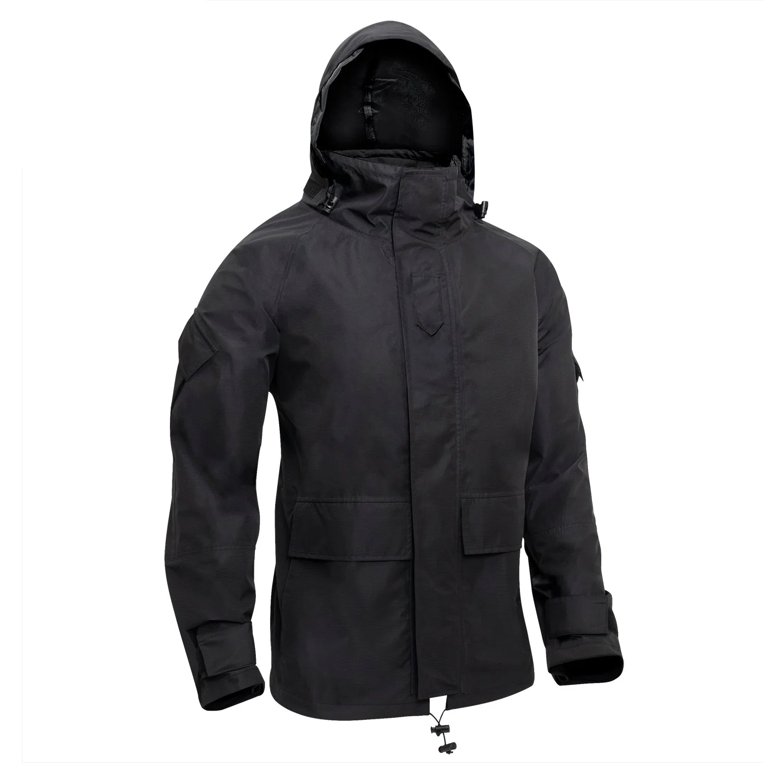 MilSpec Tactical Hard Shell Waterproof Jacket - Black - Image 3