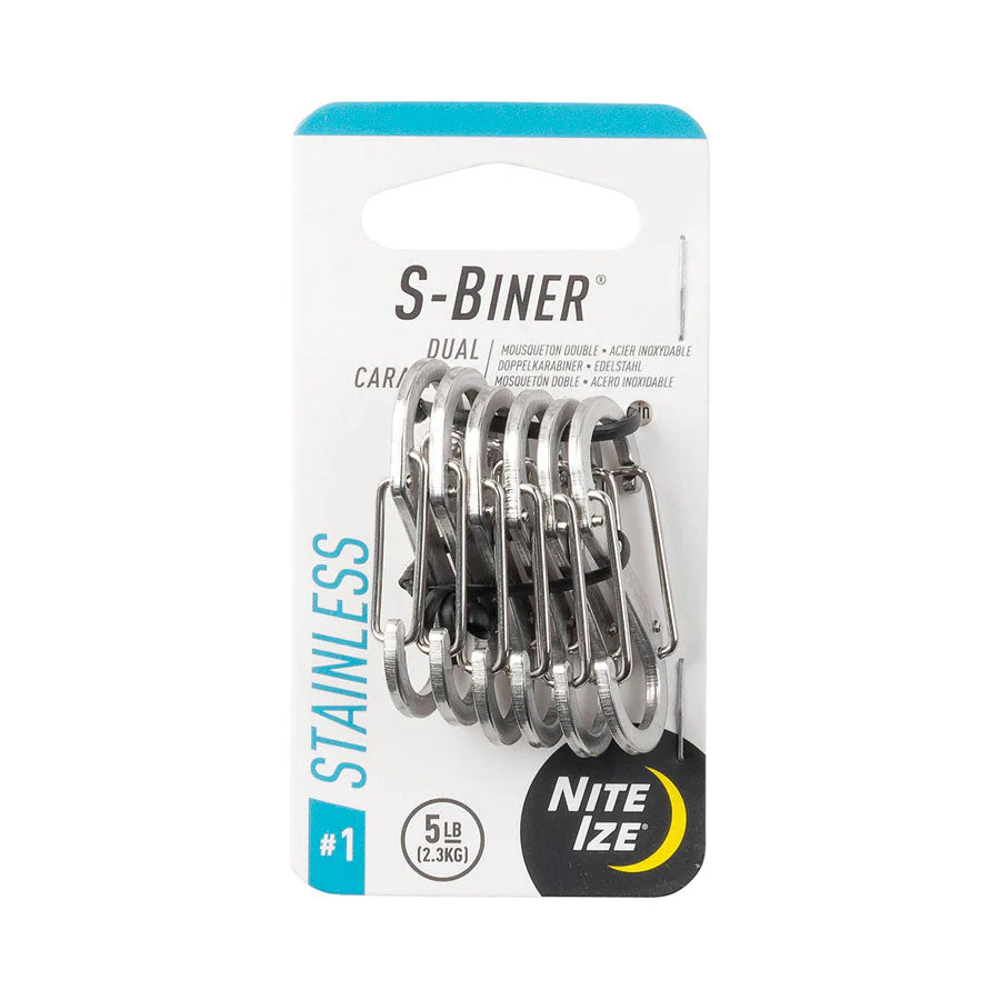 Nite Ize S-Biner Dual Carabiner Stainless Steel #1 6 Pack Stainless