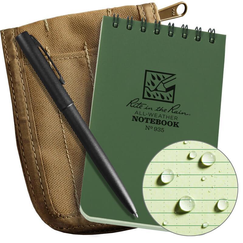 Rite in the Rain No935-KIT Top Spiral 3x5 Notebook Kit Green Tan