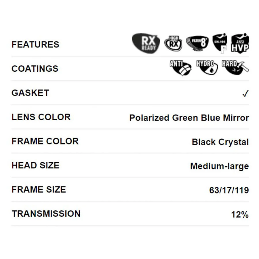 Wiley X Gravity Captivate Polarised Blue Mirror Lens with Crystal Black Frame - Image 9